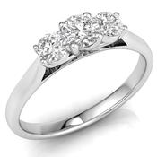 9ct White Gold Claw Set Three Stone Diamond Ring .50ct image