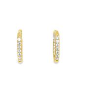 9ct Yellow Gold CZ Set Oval Huggy Hoop Earrings image