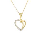 9ct Yellow Gold Open CZ Set Swirl Heart Pendant image