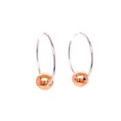 Sterling Silver Hoop Earring With Rose Plated Ball image