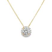 9ct CZ Round Halo Pendant