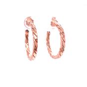 Sterling Silver Rose Plated Weaved Hoop Earrings image