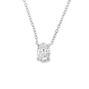 9ct White Gold Oval Cut Solitaire Cultured Diamond Pendant .50ct