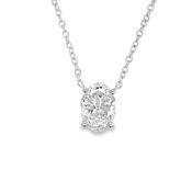 9ct White Gold Oval Cut Solitaire Cultured Diamond Pendant 1.00ct