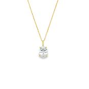 9ct 4 Claw Oval Cubic Zirconia Solitaire Pendant
