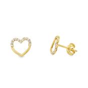 9ct Yellow Gold CZ Open Heart Stud Earrings image