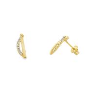9ct Yellow Gold CZ and Polished Swirl Earring image