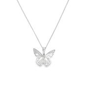 9ct White Gold Open Butterfly Pendant With CZ Centre image