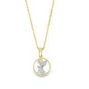 9ct Two Tone Gold Open Circle Angel Pendant