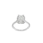 Platinum Emerald Cut Cultured Dimaond Ring With Halo &amp; Shouders 2.42ct image