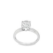 Platinum Oval Soliatire 4 Claw Cultured Diamond Ring With Hidden Halo 2.10ct image