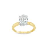 18ct Oval Solitaire 4 Claw Cultured Diamond Ring With Hidden Halo 2.08ct