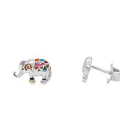 Sterling Silver Multicolour Elephant Earrings image