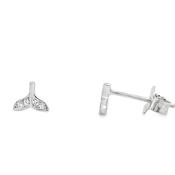 Sterling Silver CZ Whale Tail Earrings image