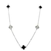 Sterling Silver Black Clover Scatter Necklet image