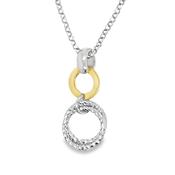 Sterling Sillver and Gold Plated Open Double Hoop Pendant