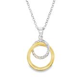 Sterling Silver and Gold Plated Open Diamond Cut Double Hoop Pendant image