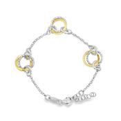 Sterling Silver and Gold Plated Open Diamond Cut Double Circle Bracelet