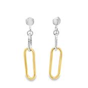 Sterling Silver and Gold Plated Diamond Cut Paperlink Drop Earrings image
