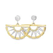 Sterling Silver and Gold Plated Open Diamond Cut Fan Pendant