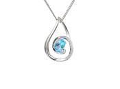 Sterling Silver CZ and Blue Topaz Open Tear Swirl Necklet image