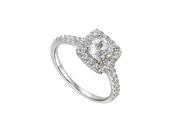 Sterling Silver Cushion Cut CZ Cluster Ring with CZ Shoulders image