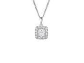 Sterling Silver Cushion Cut CZ Cluster Necklet image