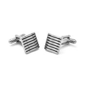 Silver Plated Black Line Wave Cufflinks image