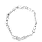 Sterling Silver Infinity Trombone Link Bracelet 7.5"