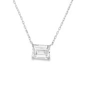 Sterling Silver Emerald Cut CZ Solitaire Necklet image