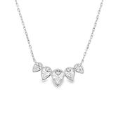 Sterling Silver Five Stone Rubover Pear CZ Hammock Necklet