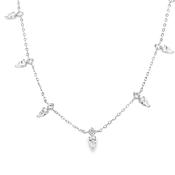 Sterling Silver Round and Pear CZ Drop Scatter Necklet