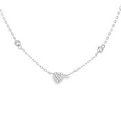 Sterling Silver Pave CZ Heart Necklet with Rubover CZ Scatter