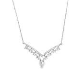 Sterling Silver V-Shape Fancy CZ Hammock Necklet