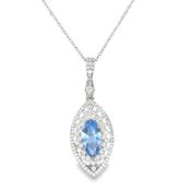 Sterling Silver Blue and White CZ Fancy Marquis Cluster Necklet image