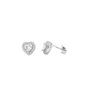 Sterling Silver CZ Heart Halo Earring image