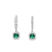 Sterling Silver CZ Green Halo Hoop Earring image