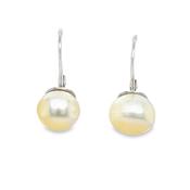 Sterling Silver 10mm Freshwater Pearl Hinge Drop Earrings image