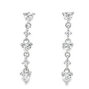 Sterling Silver Multi CZ Heart Drop Earrings image