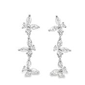 Sterling Silver CZ Multi Butterfly Drop Earrings image
