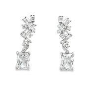 Sterling Silver Multi CZ Emerald Cut Drop Earrings image