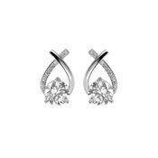 Sterling Silver CZ Open Fancy Pear Stud Earrings image