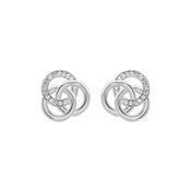 Sterling Silver CZ Three Circle Link Stud Earrings image