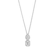 Sterling Silver CZ Pear &amp; Emerald Cut Halo Pendant