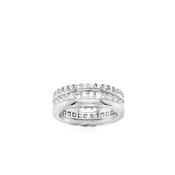 Sterling Silver CZ &amp; Polished 3 Row Band image