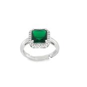 Sterling Silver Green Cushion Cut Halo Ring image