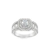Sterling Silver CZ Square Art Deco Ring With Shoulders image