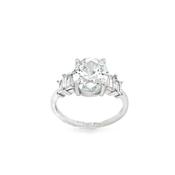 Sterling Silver CZ Oval With Step Shoulders image