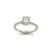 14ct White Gold Cluster With Baguette Centre Stone .78ct