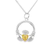 Sterling Silver Claddagh Pendant With Gold Plated Heart image